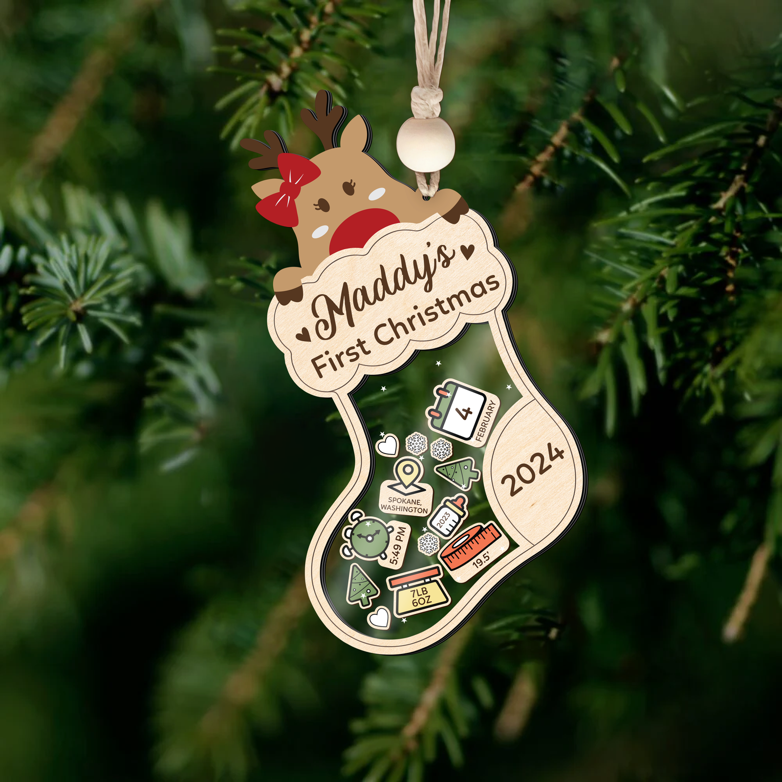 Reindeer Baby's First Christmas Ornament 2024, Shake Babies Ornament CF136 - 19Gifts