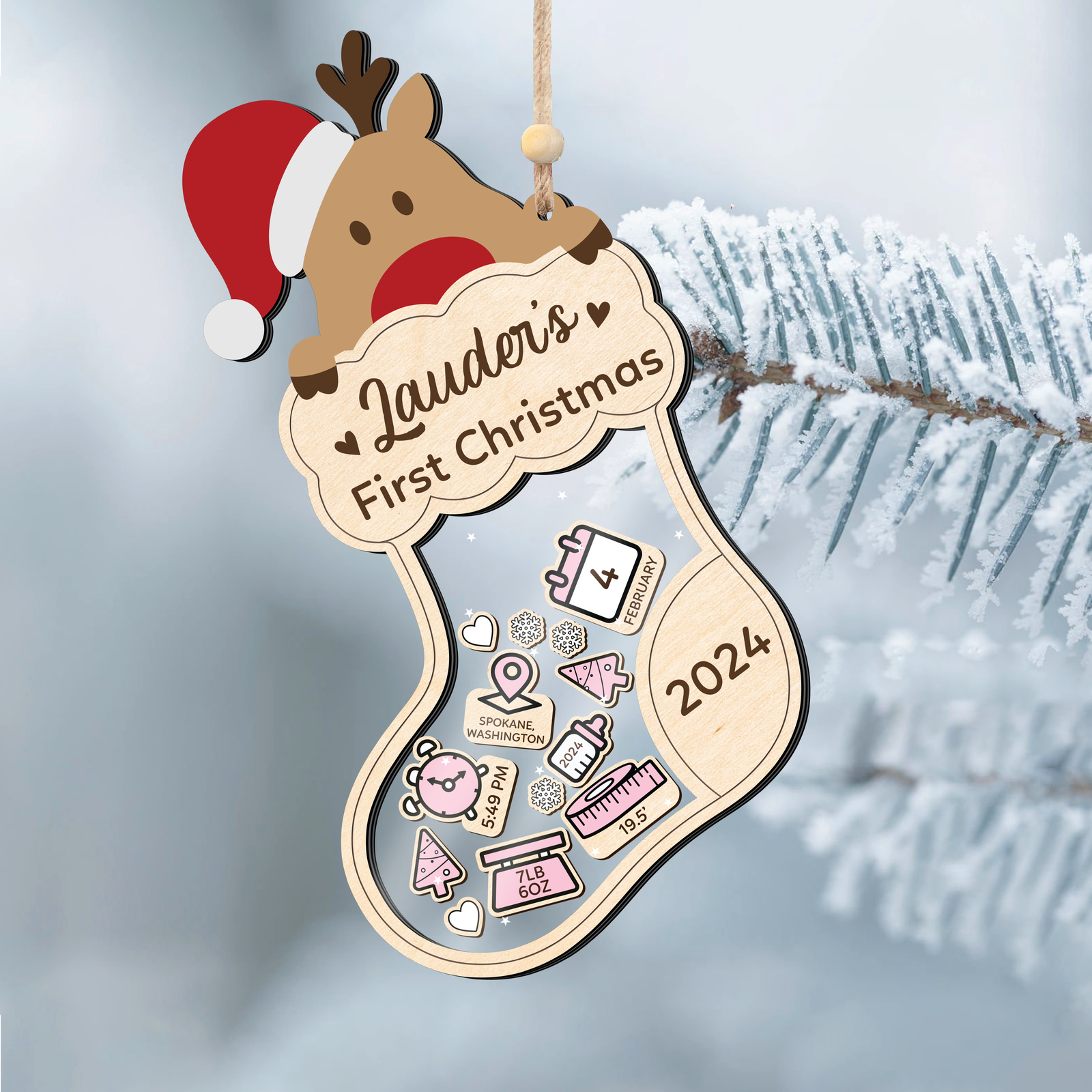Reindeer Baby's First Christmas Ornament 2024, Shake Babies Ornament CF136 - 19Gifts