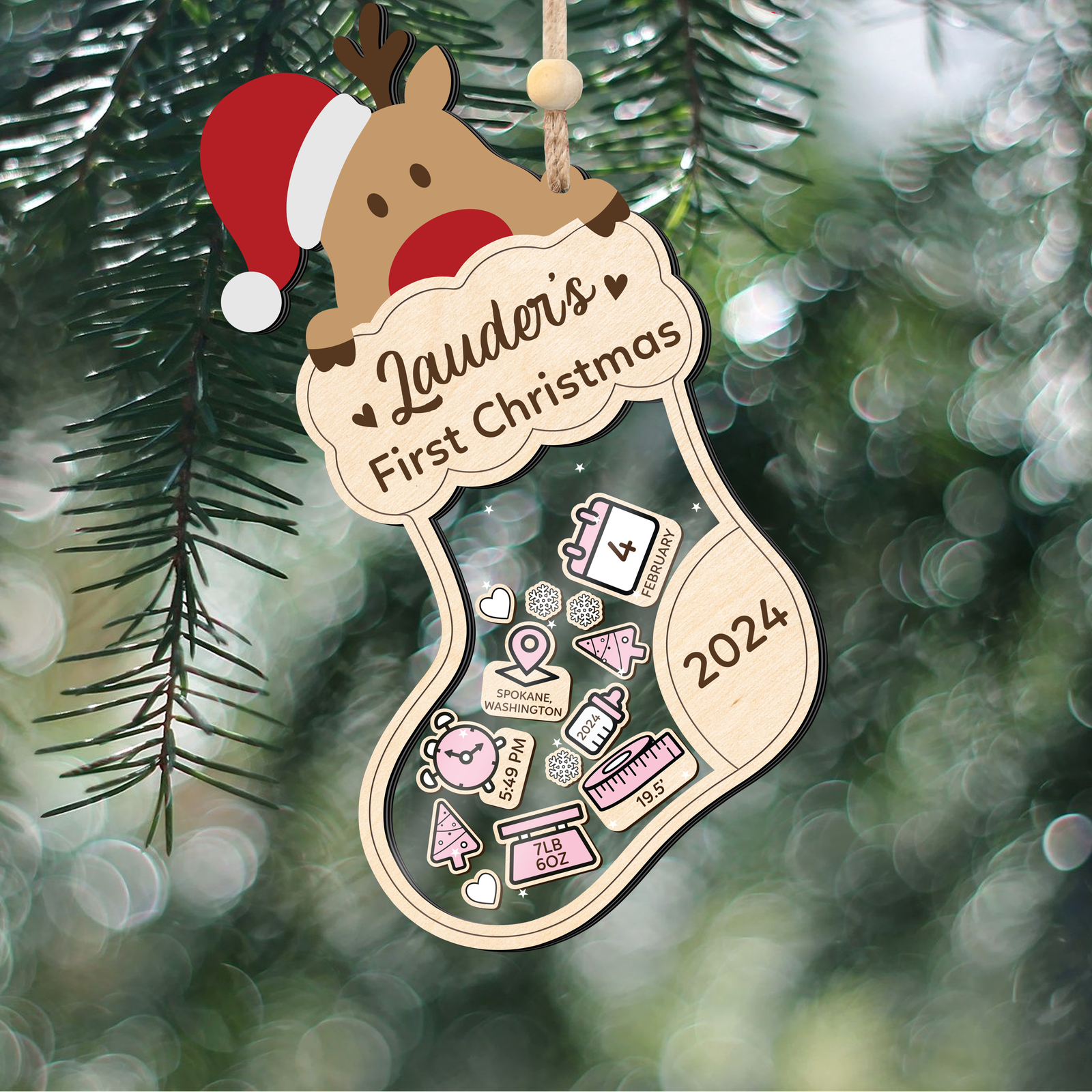 Reindeer Baby's First Christmas Ornament 2024, Shake Babies Ornament CF136 - 19Gifts