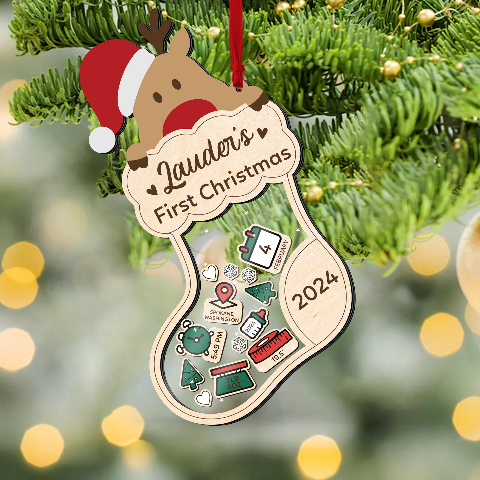 Reindeer Baby's First Christmas Ornament 2024, Shake Babies Ornament CF136 - 19Gifts