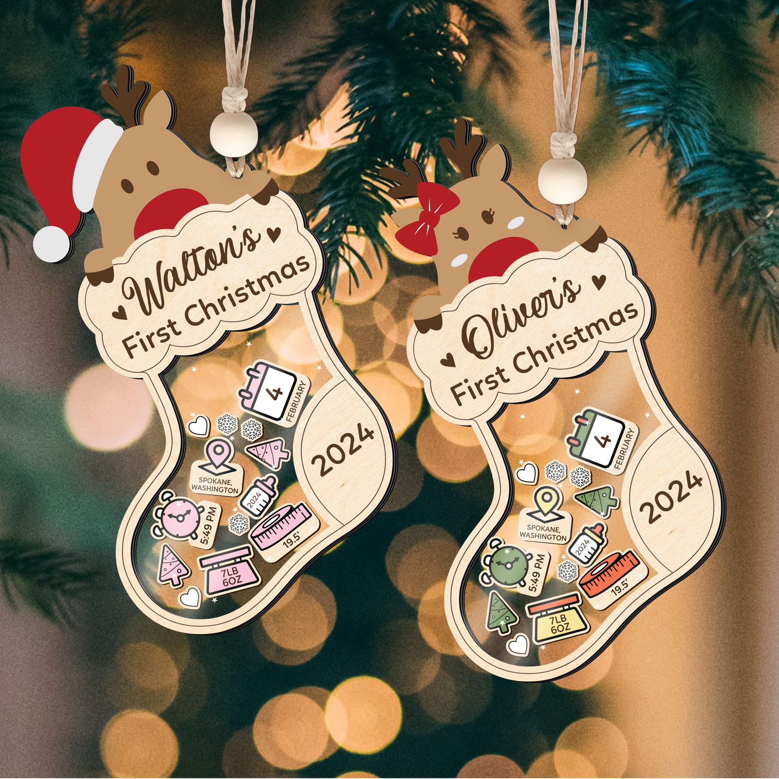 Reindeer Baby's First Christmas Ornament 2024, Shake Babies Ornament CF136 - 19Gifts