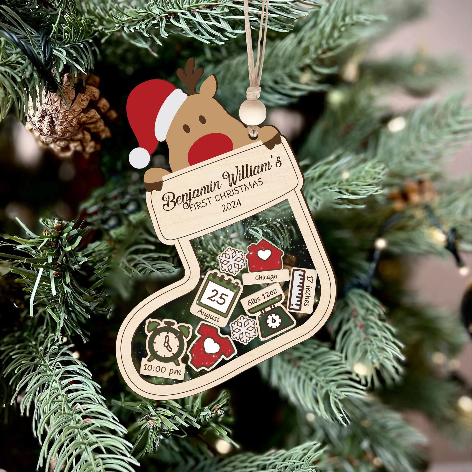 Reindeer Baby's First Christmas Ornament 2024, Shake Babies Ornament CF38 - 19Gifts