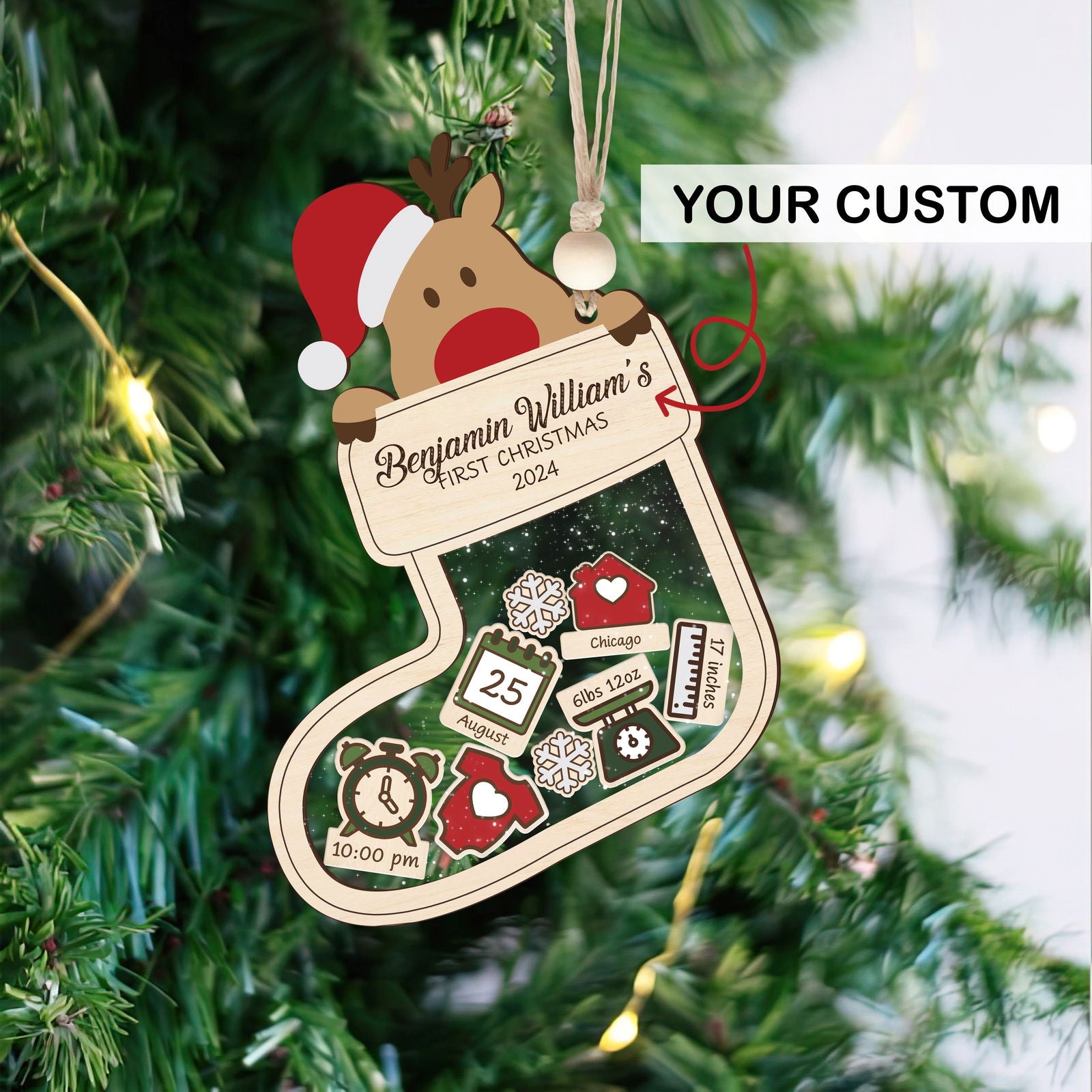 Reindeer Baby's First Christmas Ornament 2024, Shake Babies Ornament CF38 - 19Gifts
