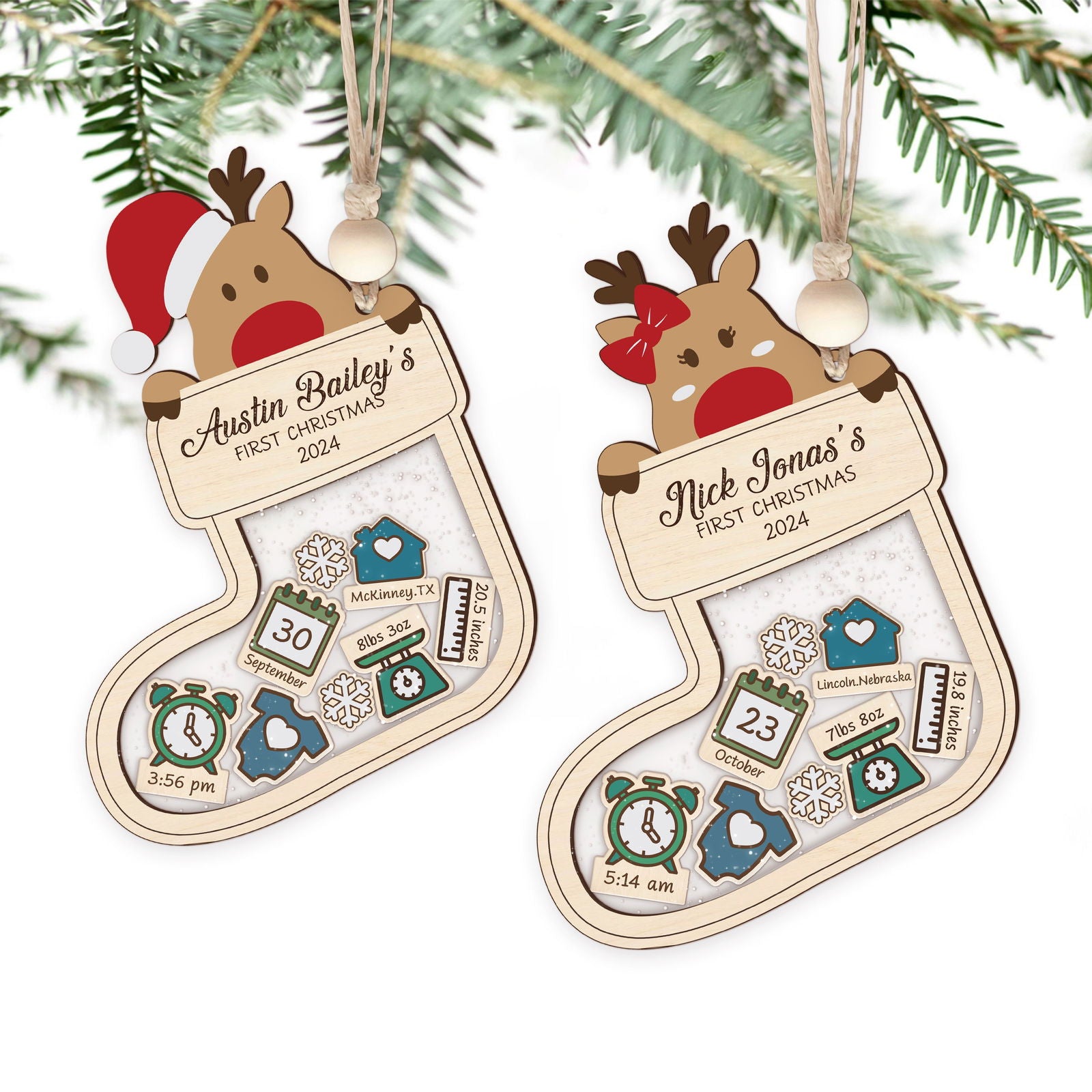 Reindeer Baby's First Christmas Ornament 2024, Shake Babies Ornament CF38 - 19Gifts