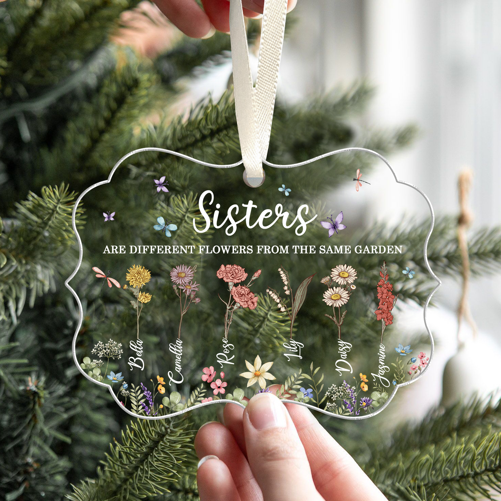 Sisters Personalized Acrylic Ornament, Christmas Gift For Sisters, Siblings, Besties, CF660 - 19Gifts