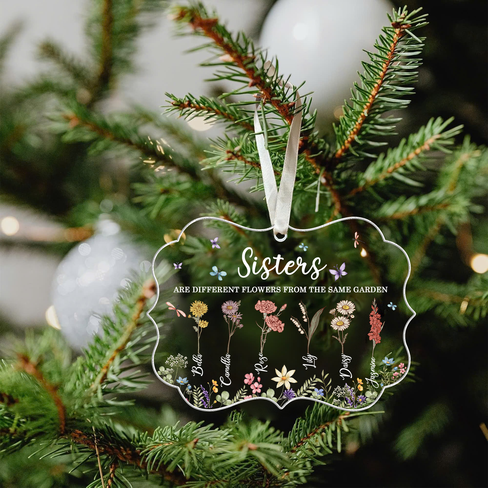 Sisters Personalized Acrylic Ornament, Christmas Gift For Sisters, Siblings, Besties, CF660 - 19Gifts