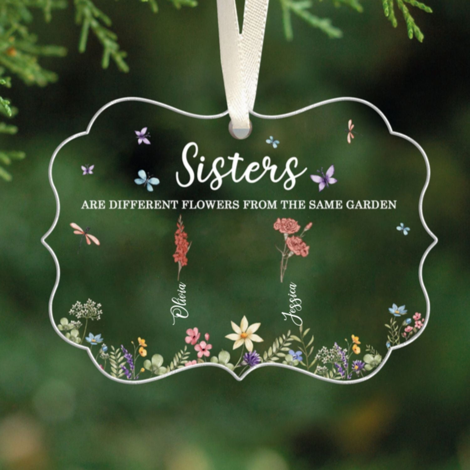 Sisters Personalized Acrylic Ornament, Christmas Gift For Sisters, Siblings, Besties, CF660 - 19Gifts