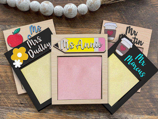 Sticky Note Holder for Teacher Appreciation Gift, Personalized Teacher Gift, Note Pad Holder, Custom School Gift, Note Holder SN04 - 19Gifts