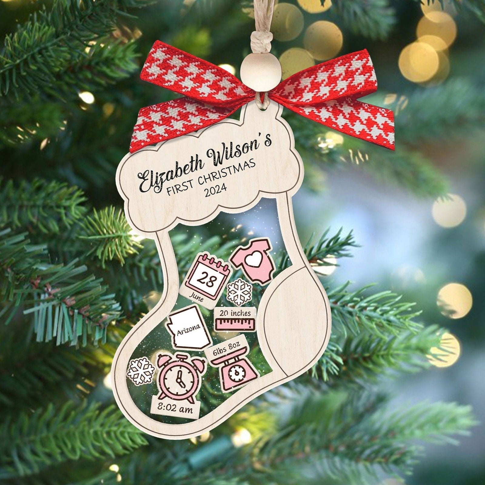 Stocking Baby First Christmas Ornament 2024, Personalized Baby Gifts, CF12 - 19Gifts