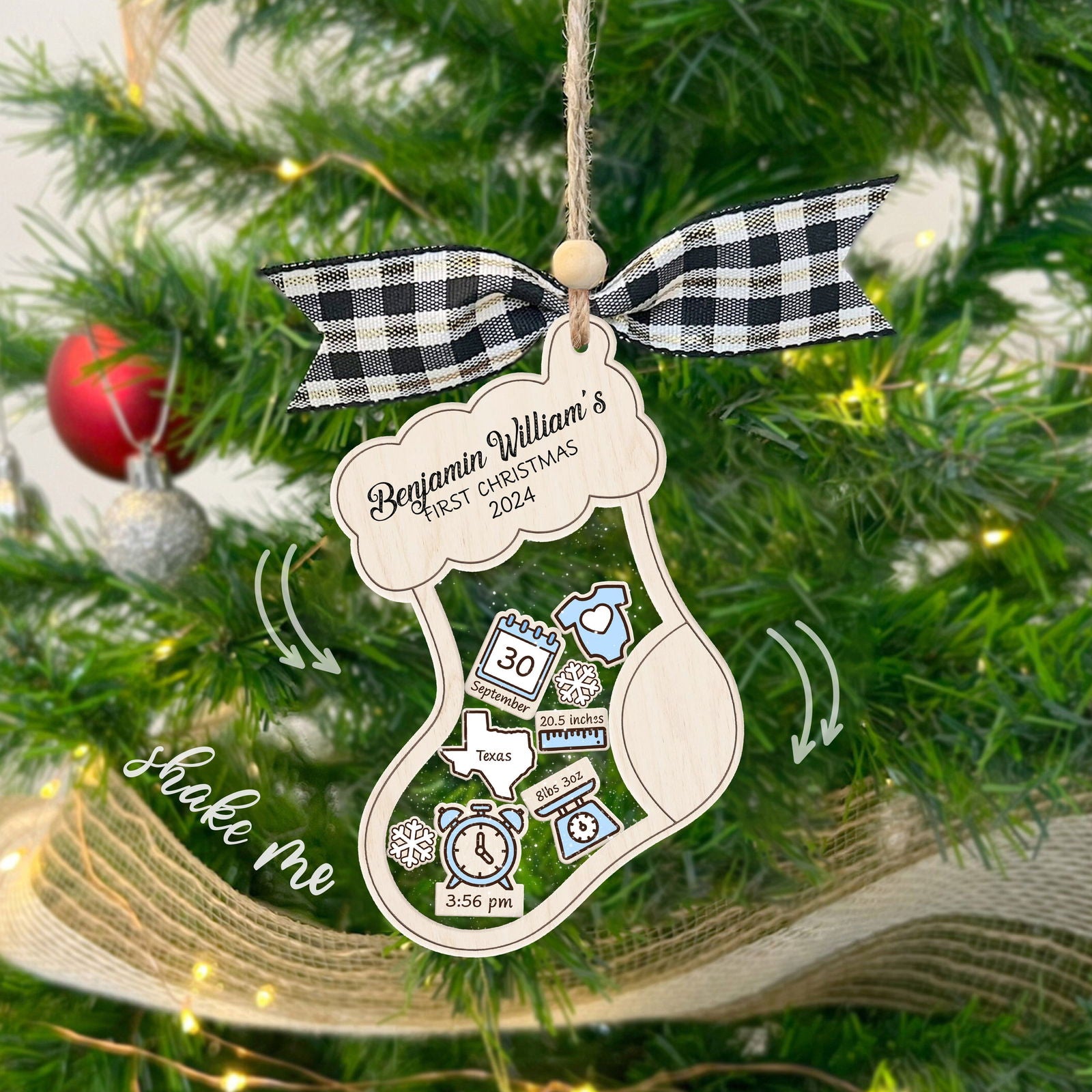 Stocking Baby First Christmas Ornament 2024, Personalized Baby Gifts, CF12 - 19Gifts