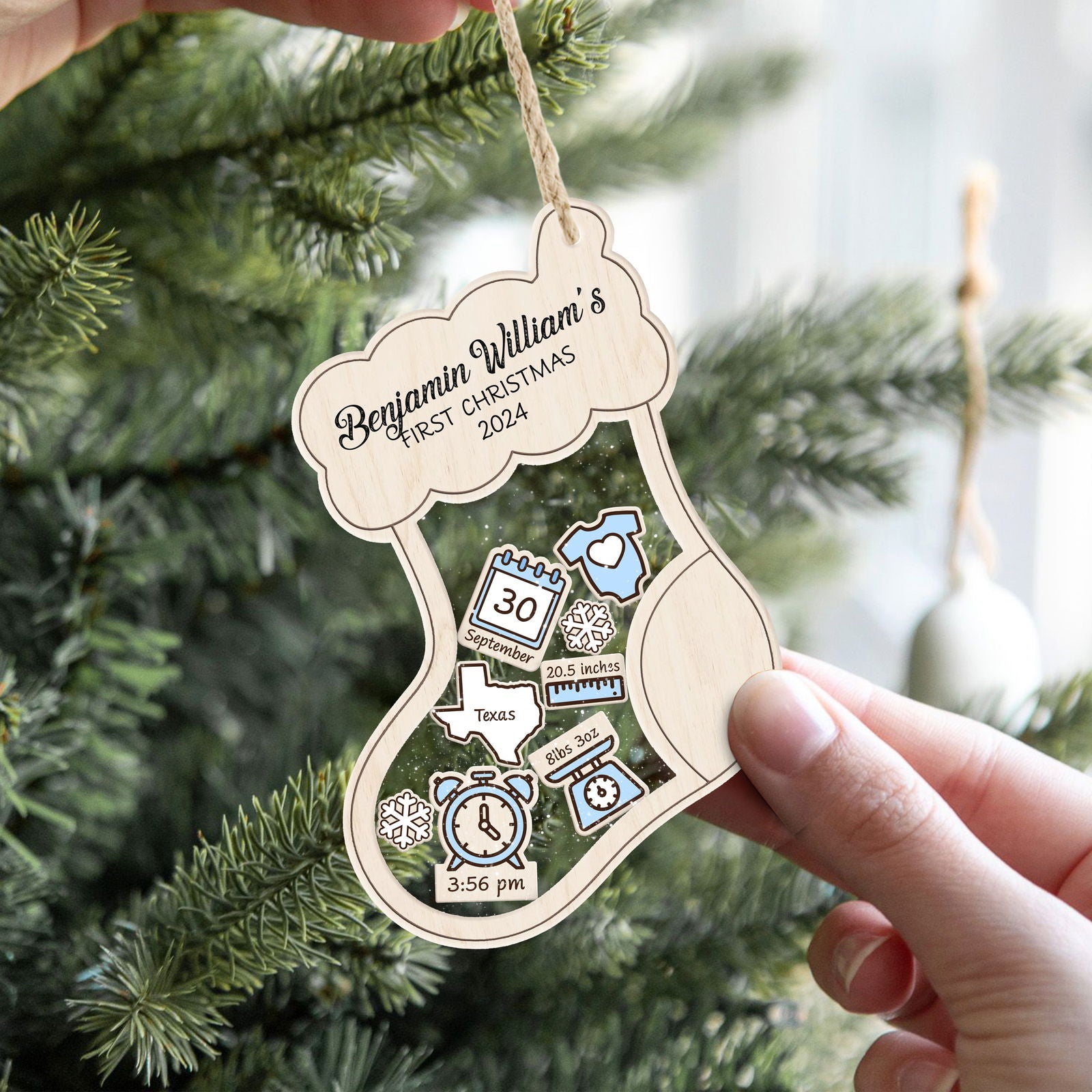 Stocking Baby First Christmas Ornament 2024, Personalized Baby Gifts, CF12 - 19Gifts