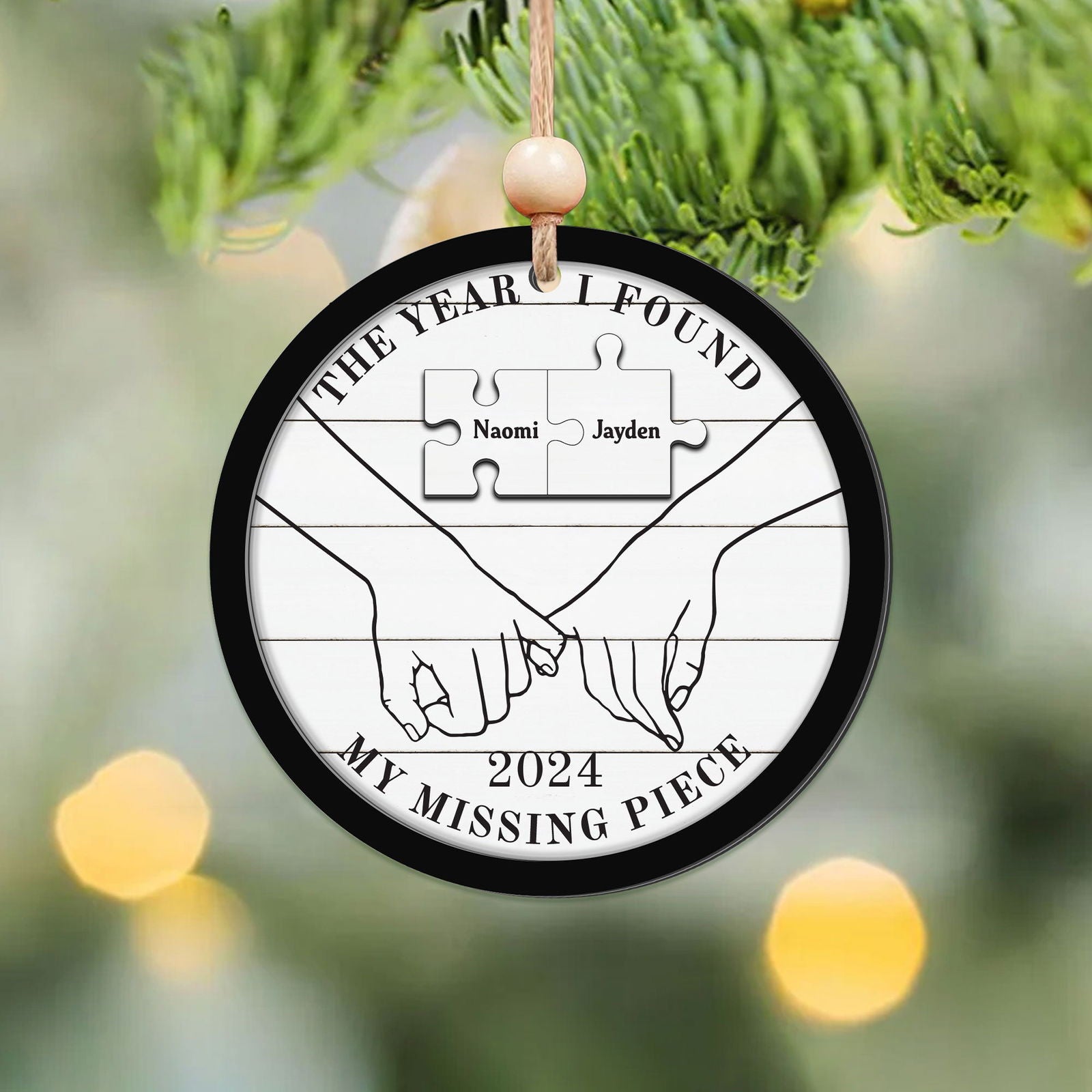 The Year I Found My Missing Piece Couples - Personalized 2-Layered Wooden Ornament CF298 - 19Gifts