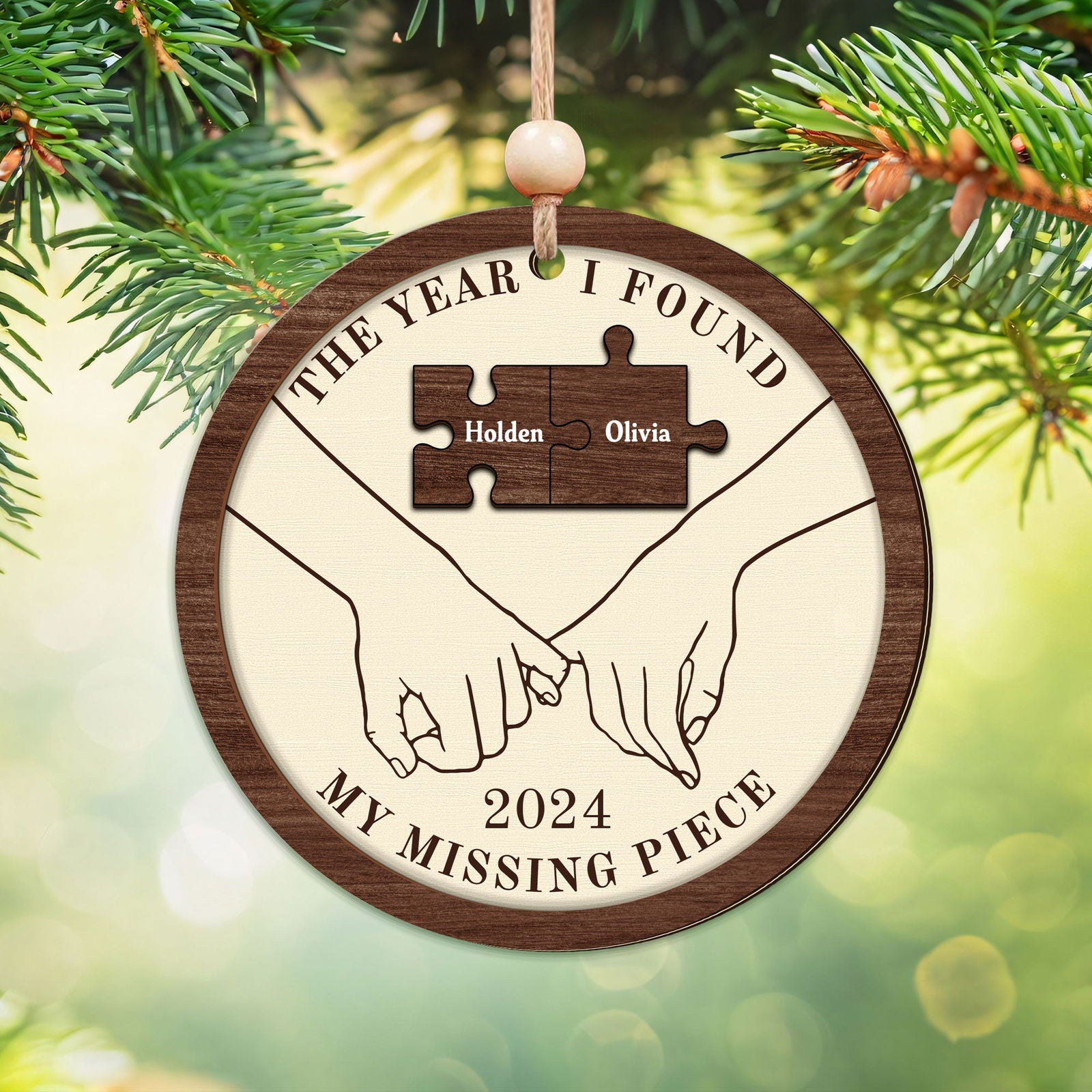 The Year I Found My Missing Piece Couples - Personalized 2-Layered Wooden Ornament CF298 - 19Gifts