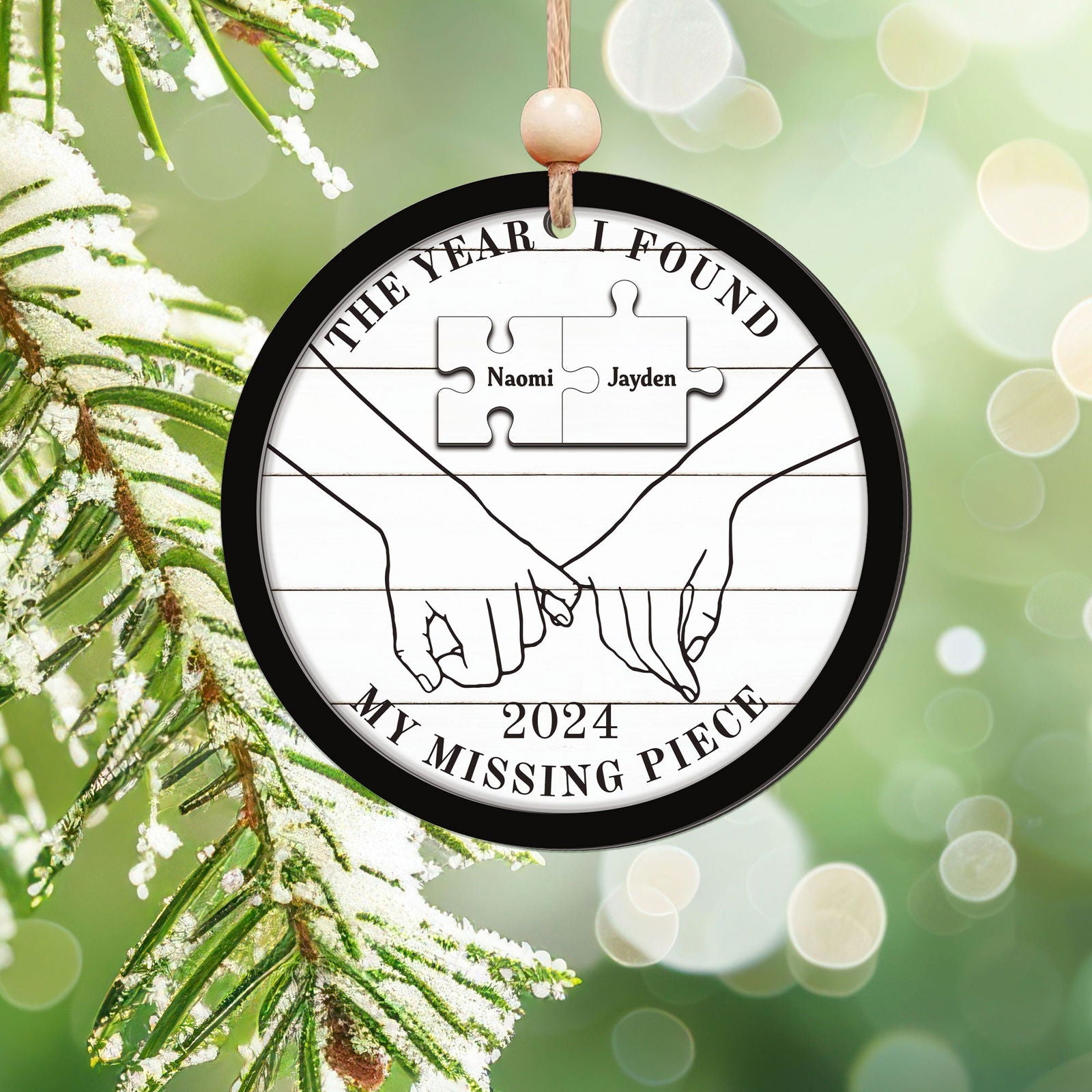 The Year I Found My Missing Piece Couples - Personalized 2-Layered Wooden Ornament CF298 - 19Gifts