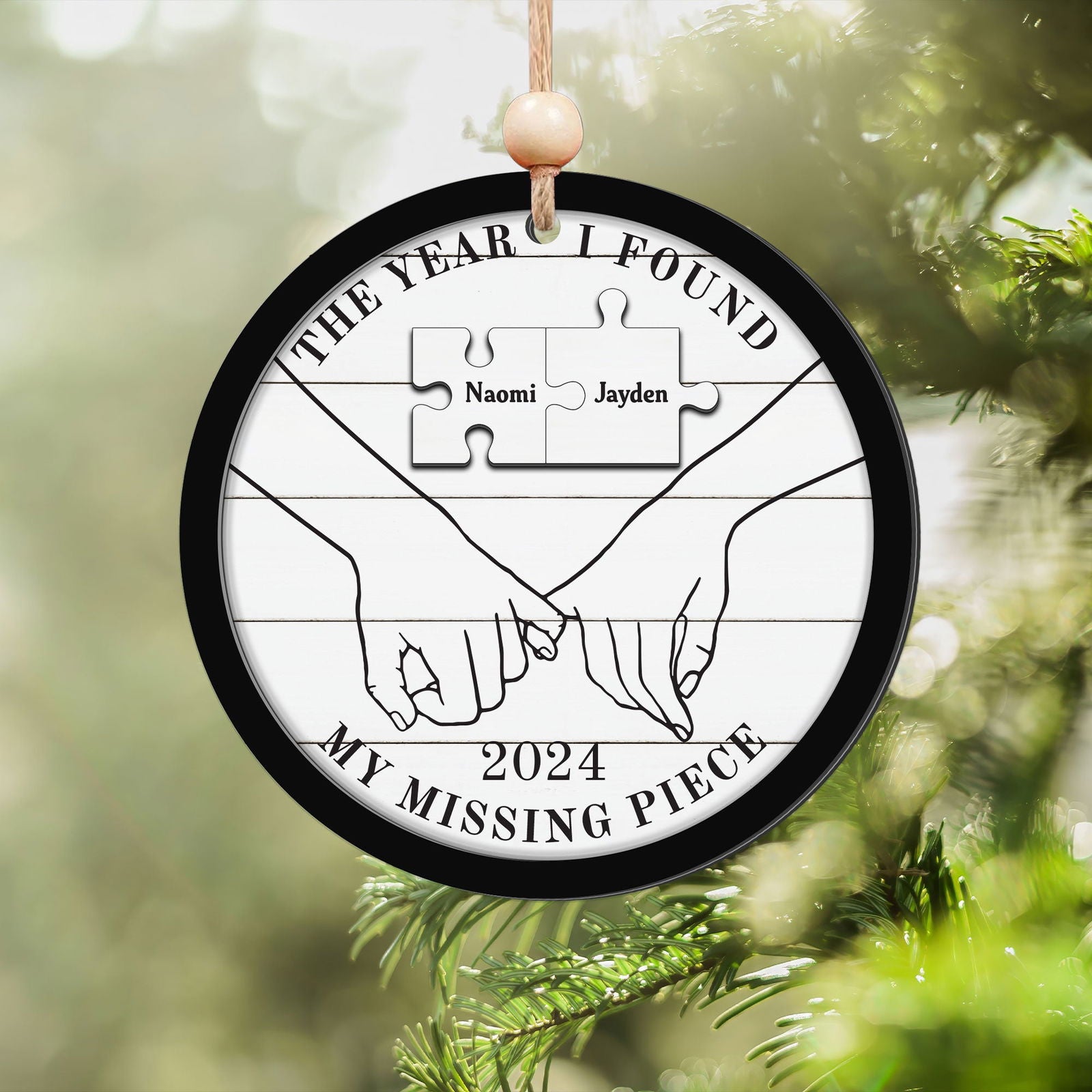 The Year I Found My Missing Piece Couples - Personalized 2-Layered Wooden Ornament CF298 - 19Gifts