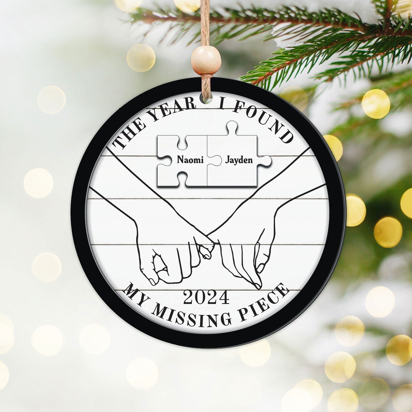 The Year I Found My Missing Piece Couples - Personalized 2-Layered Wooden Ornament CF298 - 19Gifts