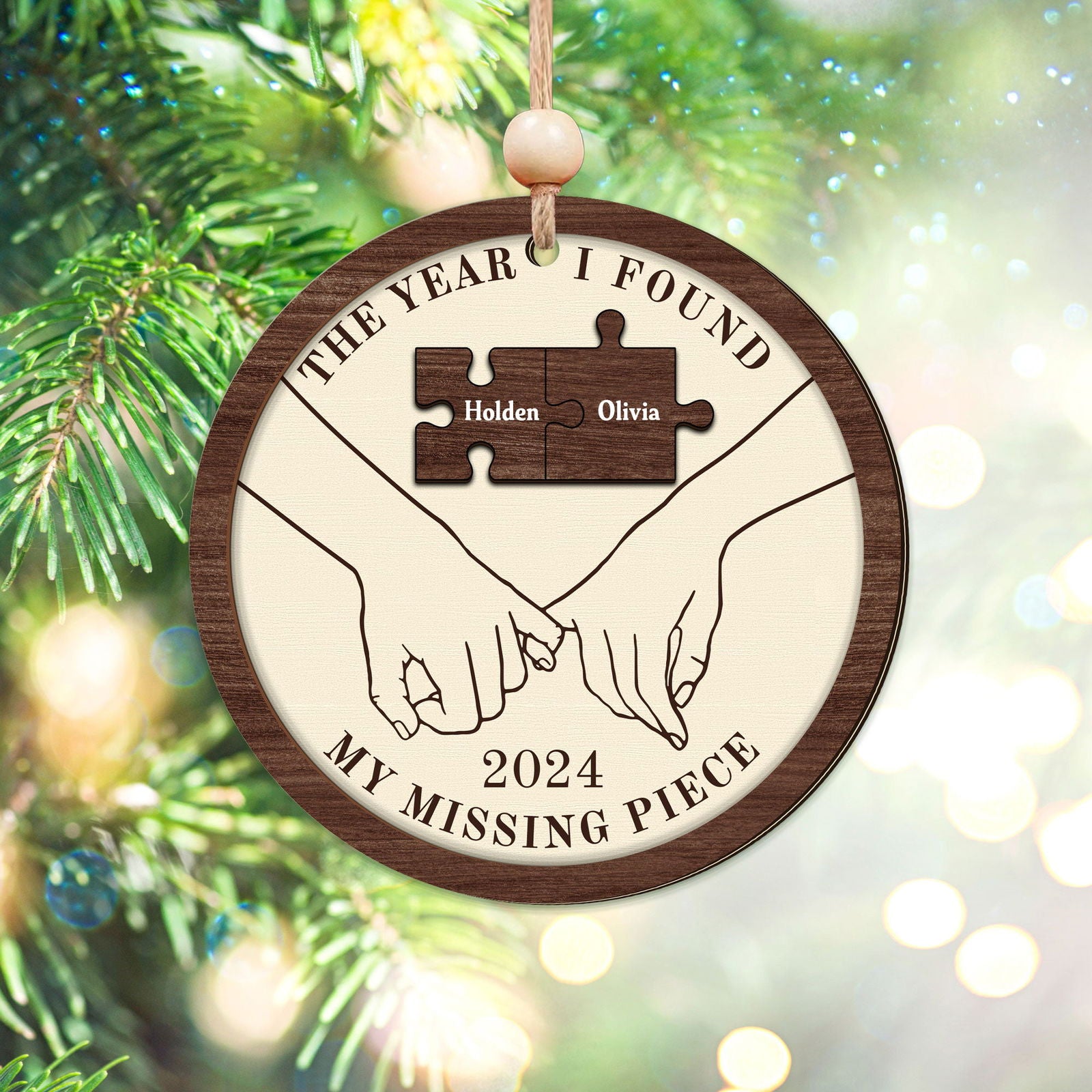 The Year I Found My Missing Piece Couples - Personalized 2-Layered Wooden Ornament CF298 - 19Gifts
