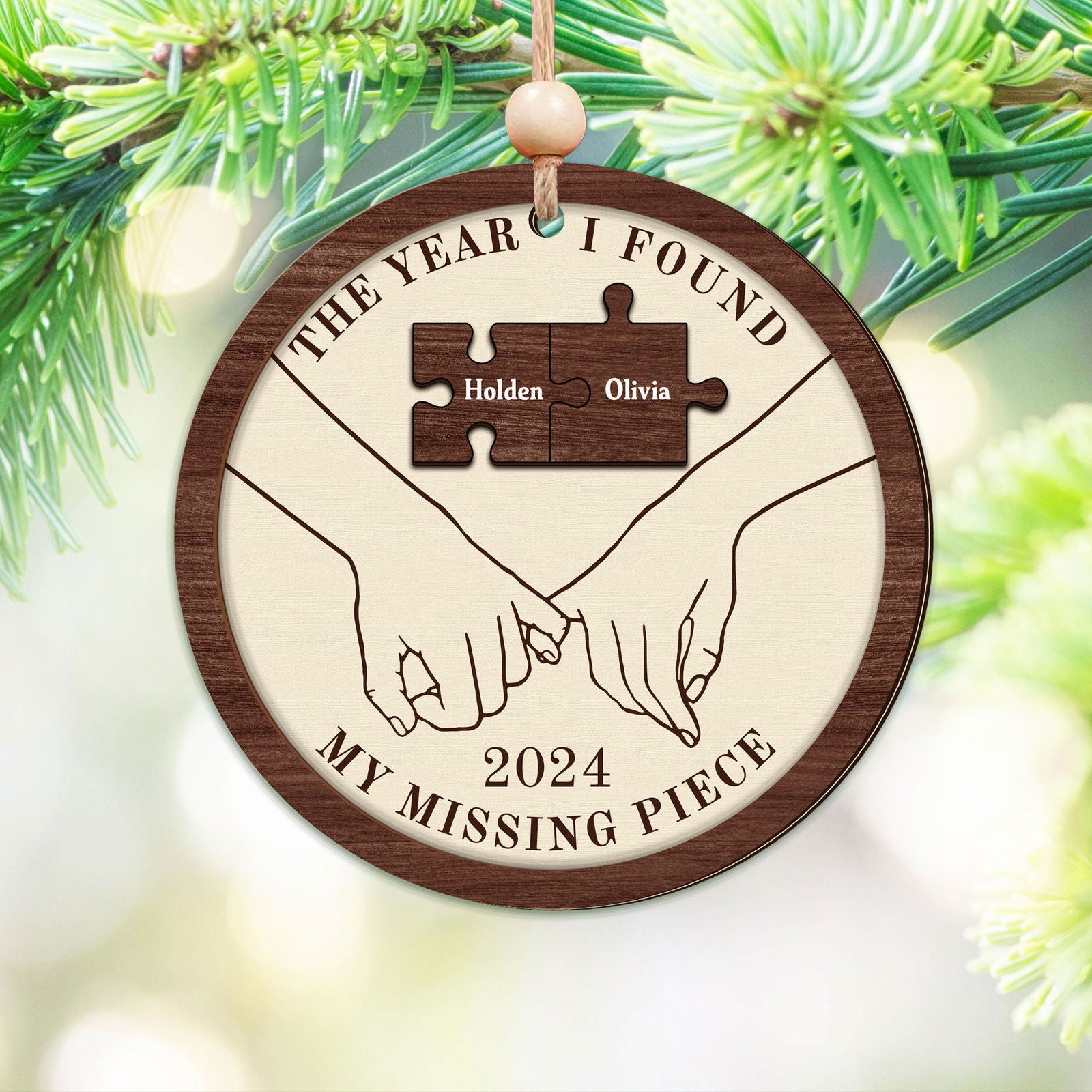 The Year I Found My Missing Piece Couples - Personalized 2-Layered Wooden Ornament CF298 - 19Gifts