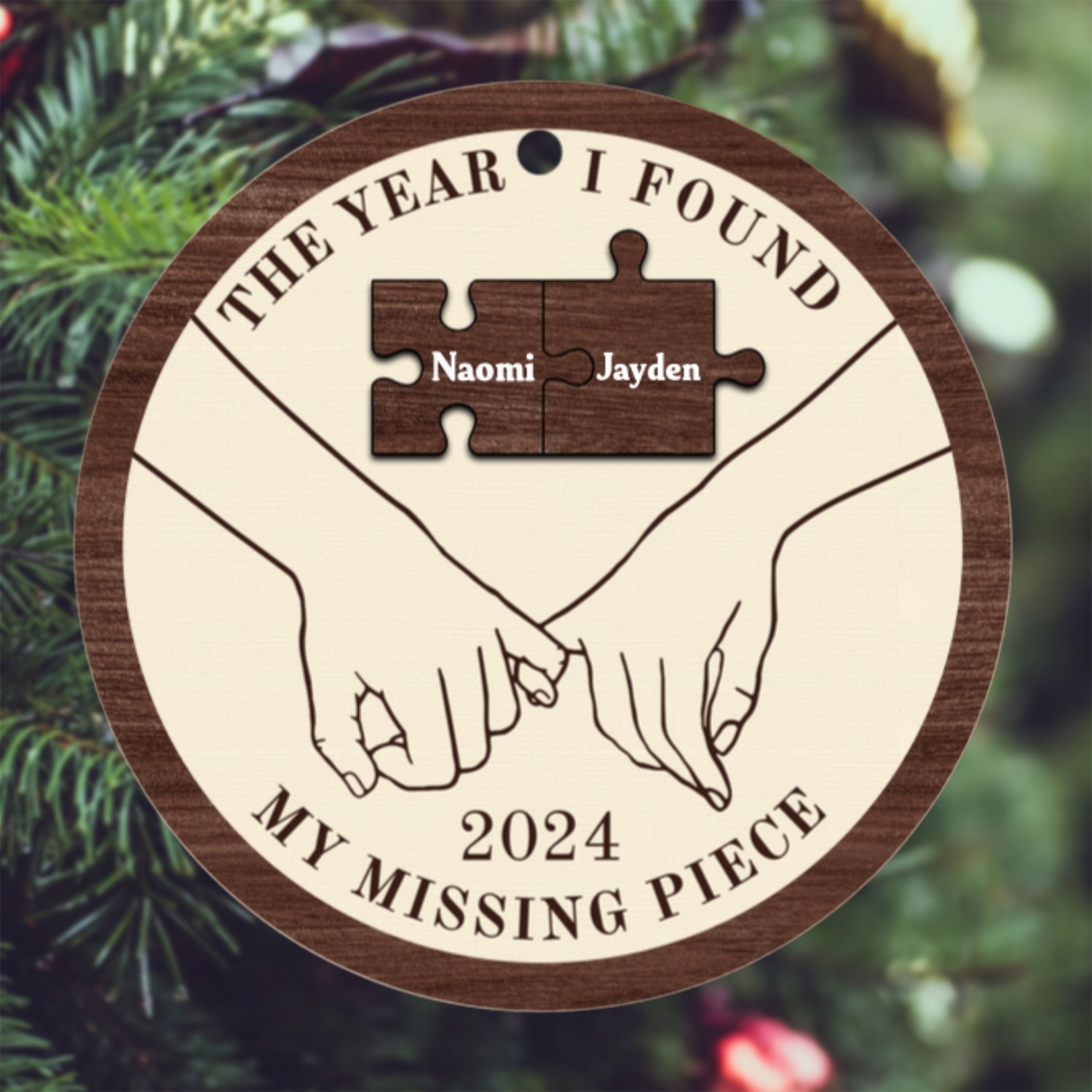 The Year I Found My Missing Piece Couples - Personalized 2-Layered Wooden Ornament CF298 - 19Gifts