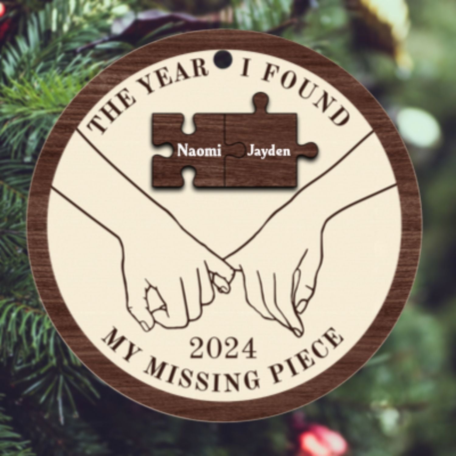 The Year I Found My Missing Piece Couples - Personalized 2-Layered Wooden Ornament CF298 - 19Gifts