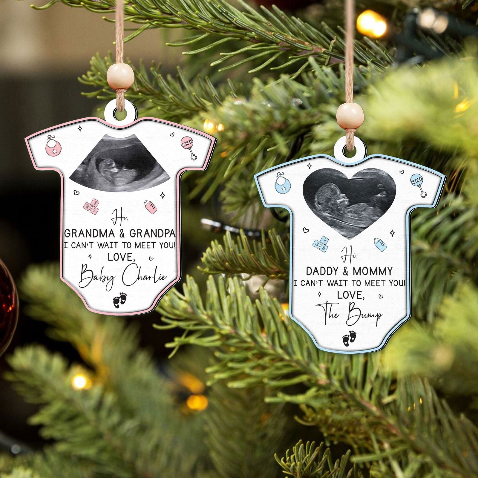Ultrasound Baby's First Christmas Ornament, Birth Announcement Ornament CF709 - 19Gifts