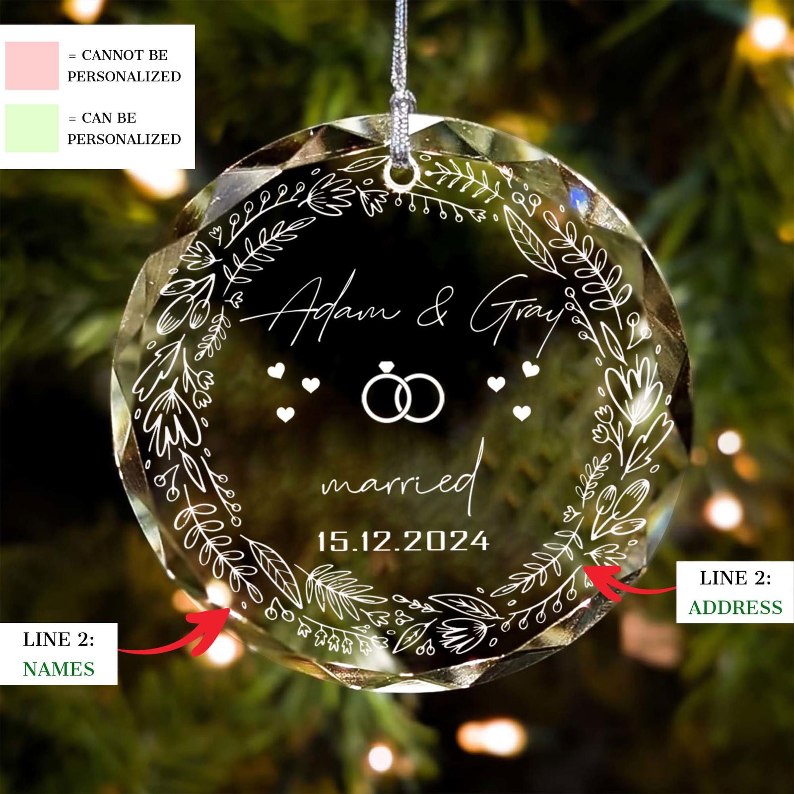 Wedding Christmas Ornament, Custom Location Map Wedding Ornament GX05-8 - 19Gifts