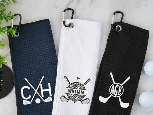 Embroidered Golf Towel, Personalized Golf Towel, Groomsmen Gift Custom Golf Towel,  Monogrammed Golf Towel,Personalized Golf Gift for Dad, Father's Day, Groomsmen